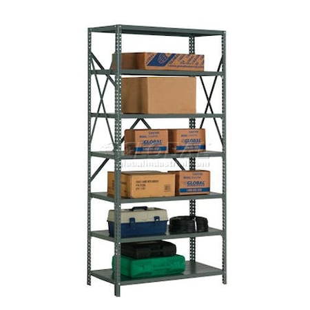 Global Industrial 7 Shelf, 18 Ga Open Steel Shelving Unit, 36inW x 18inD x 73inH, Gray 562175A